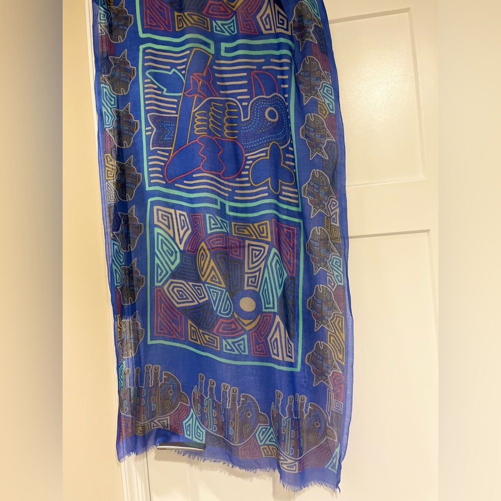 Blue Abstract Scarf - Picture 3 of 3